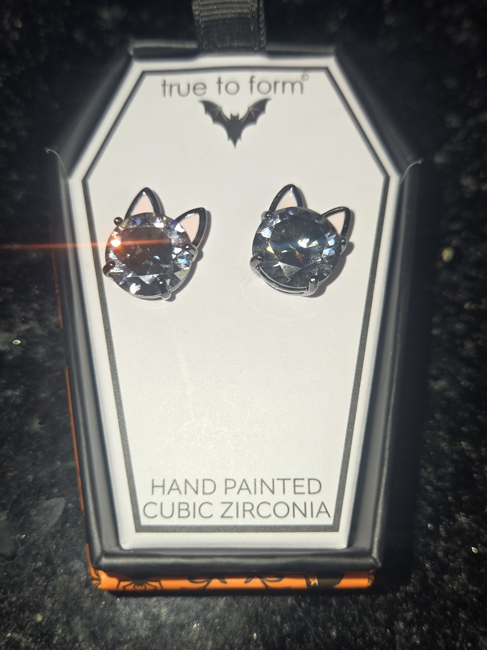 true to form Silver Cat Ear Cubic Zirconia Stud Earrings - Gray